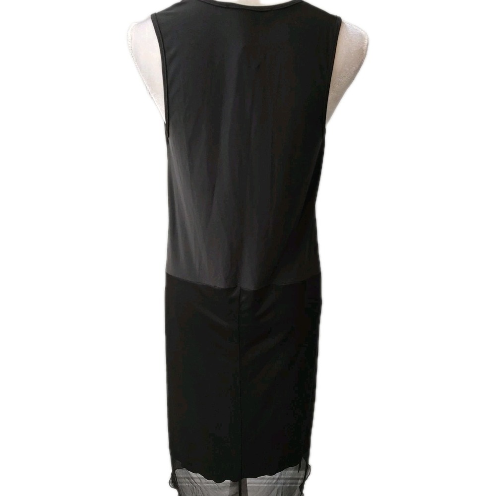 Nik And Nash Black Layer Sheer Dress Sleeveless Midi Sz Medium Minimalist - Picture 3 of 7